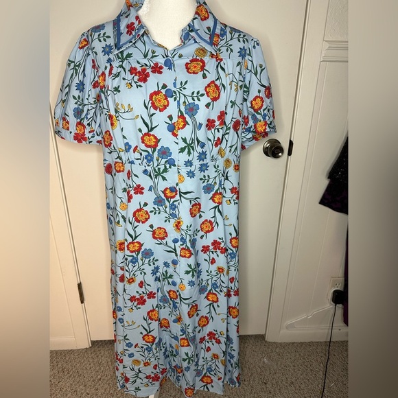 Unique Vintage Orange Red Puff Sleeve Sundress NWT - Picture 3 of 8